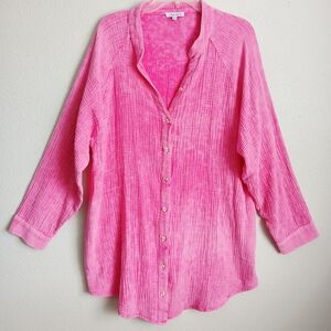 white birch Pink Gauze Shirt - Lightweight Button-Up
